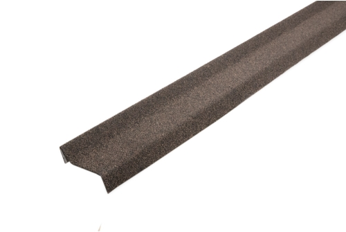 Планка примыкания Grand Line c базальтовой крошкой для мягкой кровли коричневая 1,25м