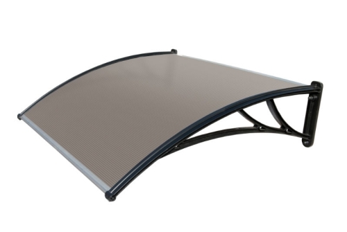Козырек Krovent из поликарбоната 1500х930х280 бронзовый (черный кронштейн)