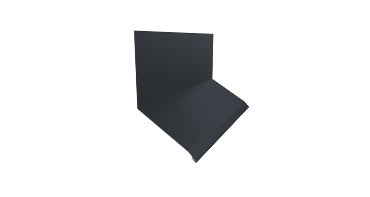 Планка примыкание верхнее к стене фальц Grand Line 150х130х20 0,5 PE с пленкой RAL 7024 мокрый асфальт (2м)